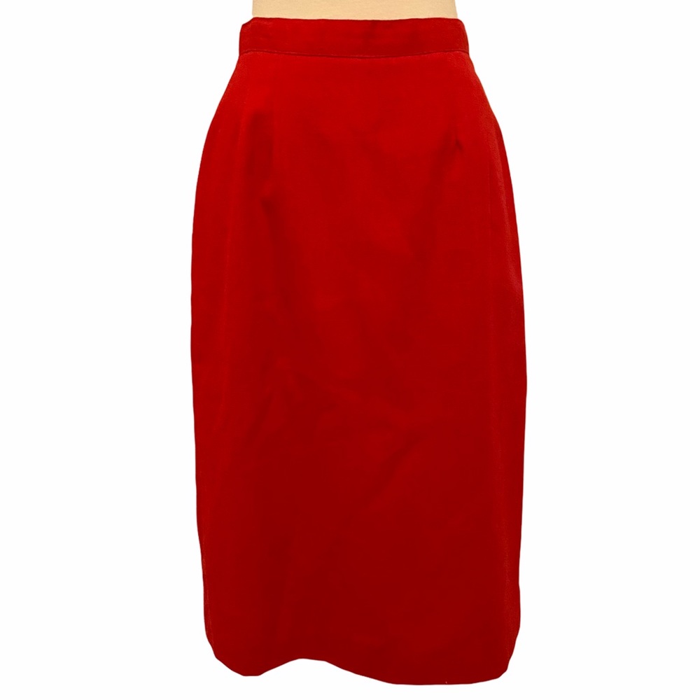 1980’s Vintage Bright Red Pencil Skirt, Above Knee Length, 26” Waist, Bombshell!